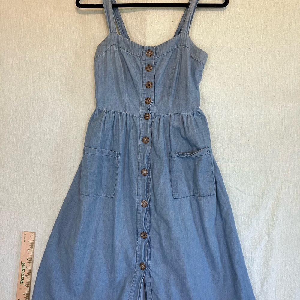 Blue Button-Down Denim Dress
